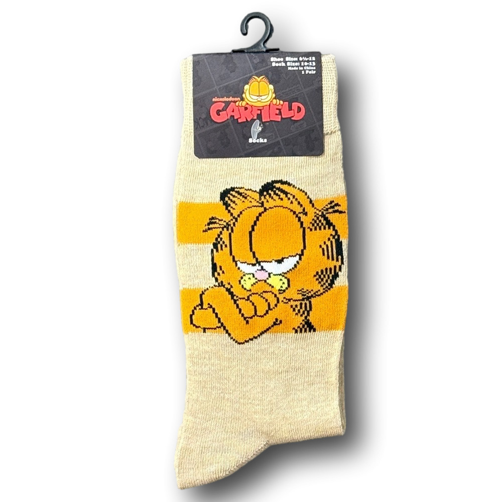 3/$20 Garfield "I Don't Do Perky" Funny Novelty Crew Socks - NWT